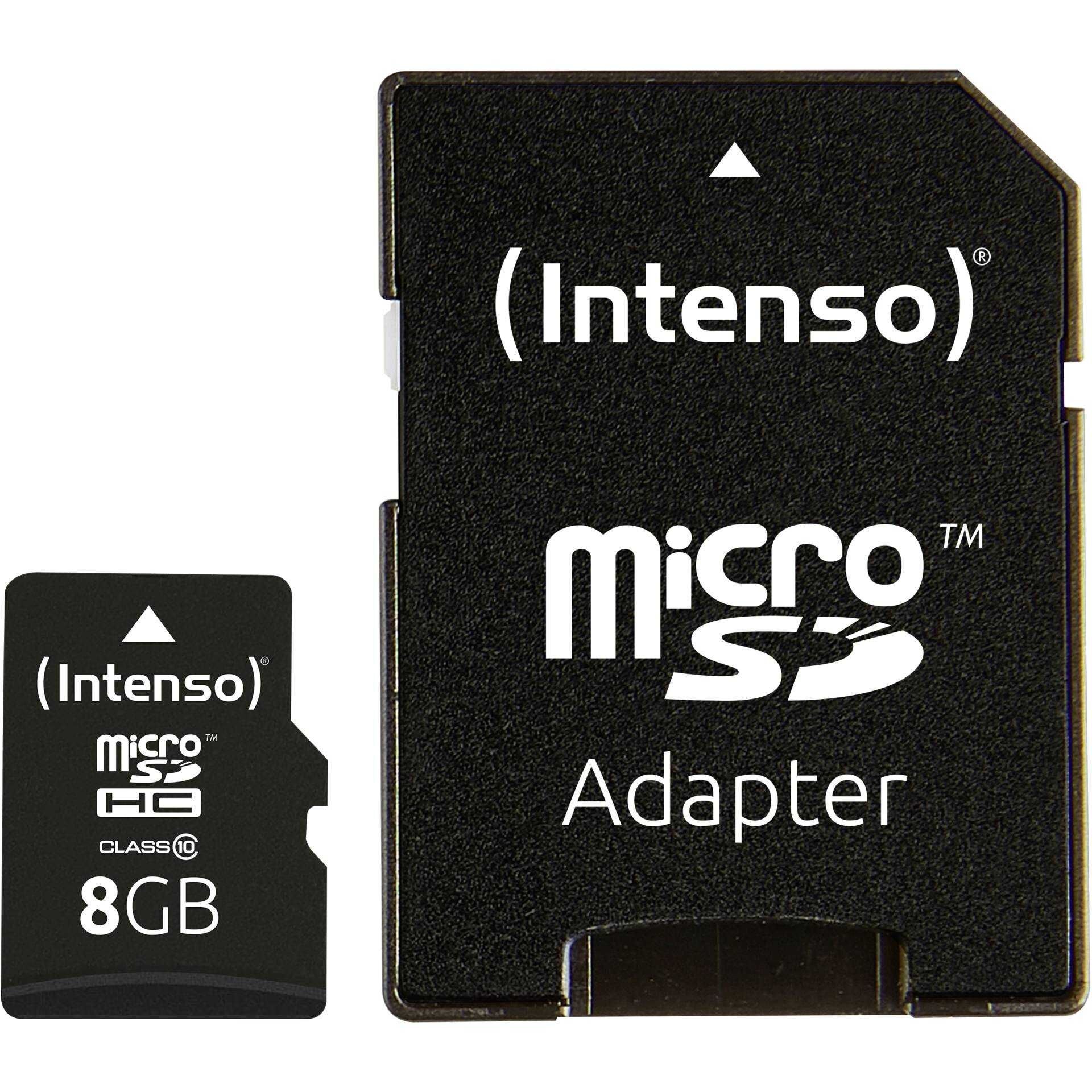 Intenso Class 10 - Flash-Speicherkarte (microSDHC/SD-Adapter inbegriffen) - 8 GB - Class 10 - microSDHC