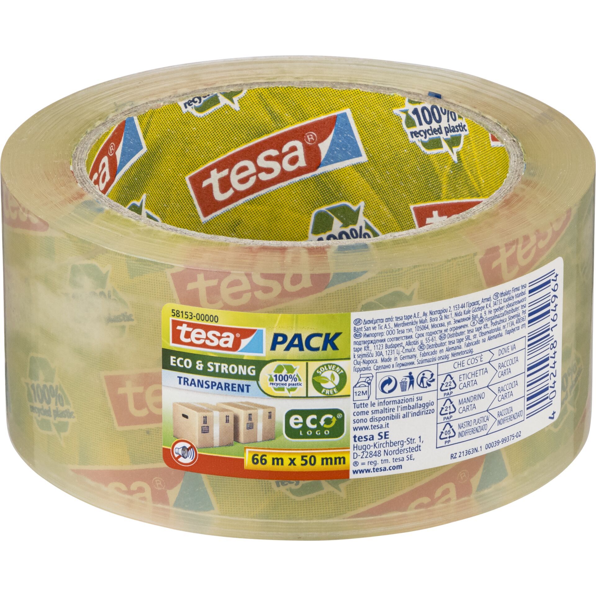 Tesa Packband 66m x 50mm Eco&Strong transparent 58153