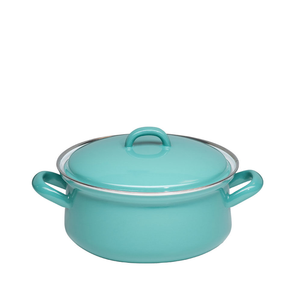 Riess Kasserolle mit Deckel Ø18cm 1,5 Liter  Emaille Classic Nature Green