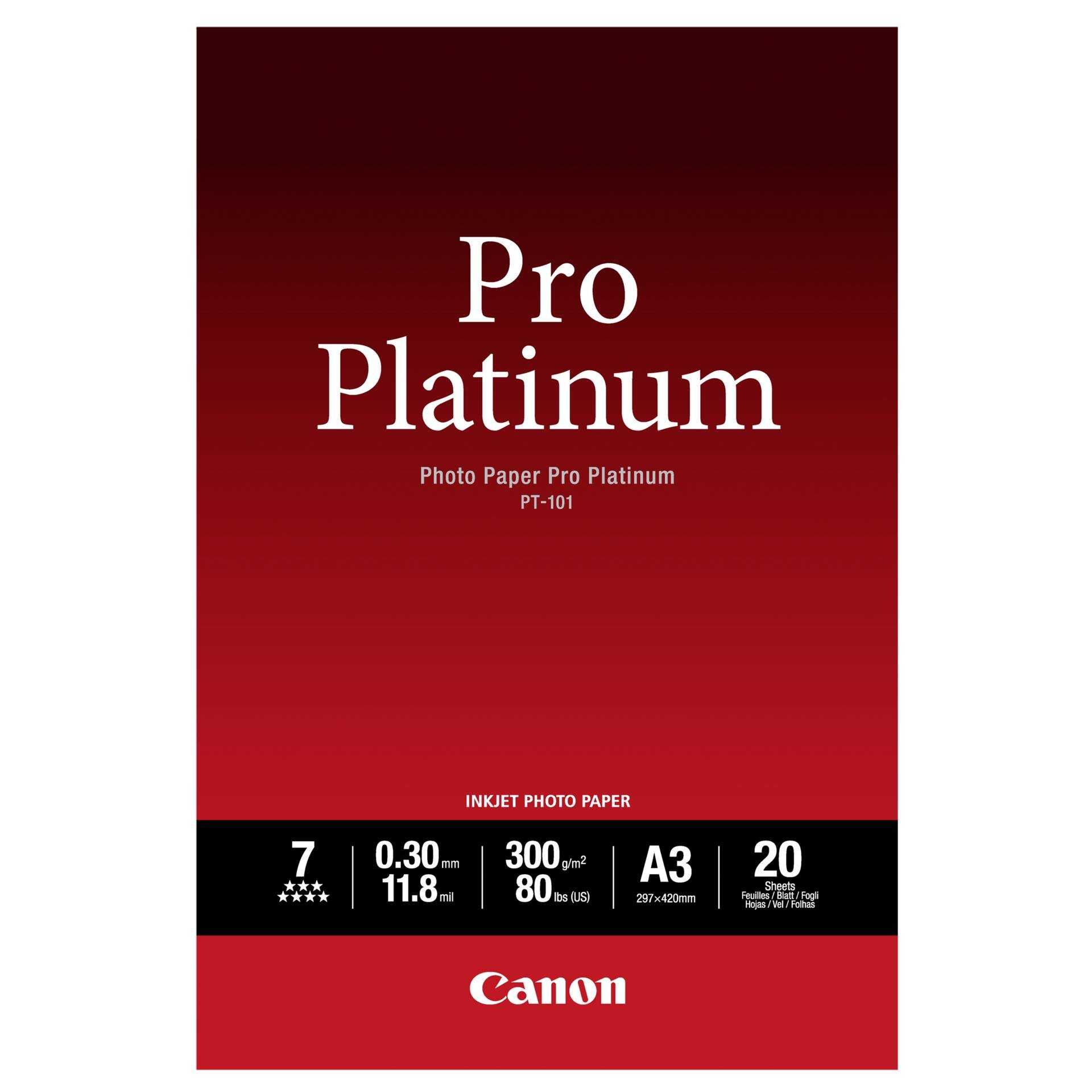 Canon PT-101 A 3, 20 Blatt Photo Paper Pro Platinum   300 g
