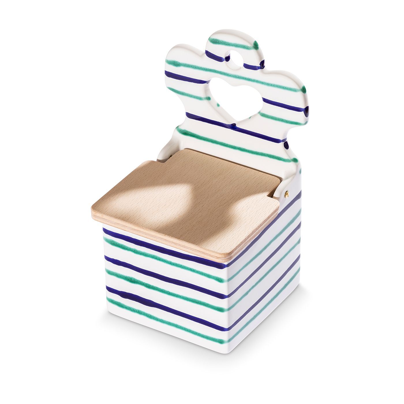 Gmundner Keramik Traunsee, Salzfass mit Holzdeckel (H: 18cm)