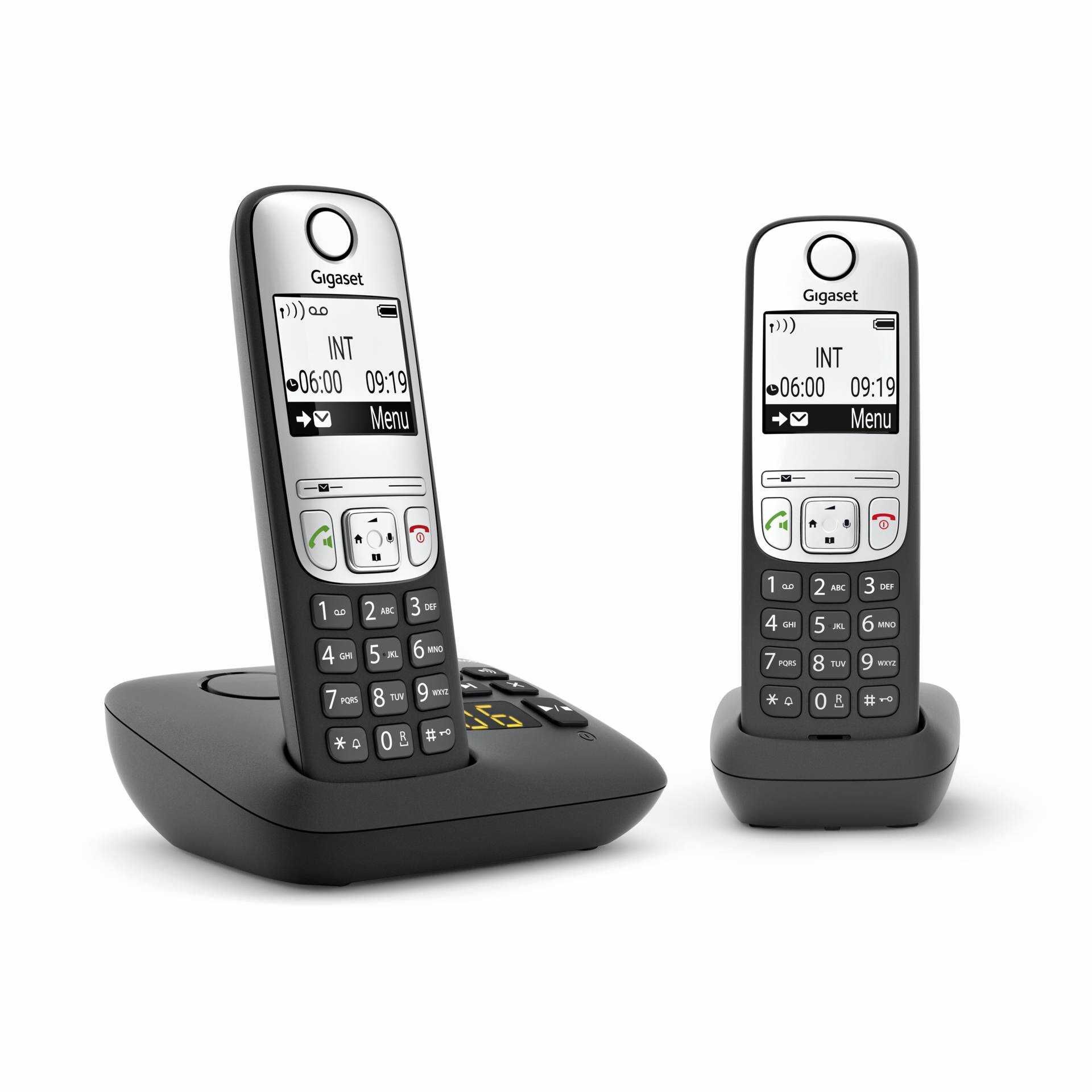 Gigaset A690A Duo - Schnurlostelefon - Anrufbeantworter mit Rufnummernanzeige - ECO DECT\GAP - Schwarz + zusätzliches Handset