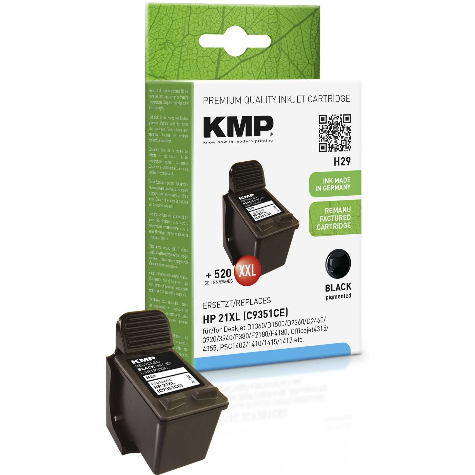 KMP H29 - 16 ml - Hohe Ergiebigkeit - Schwarz - compatible - Tintenpatrone