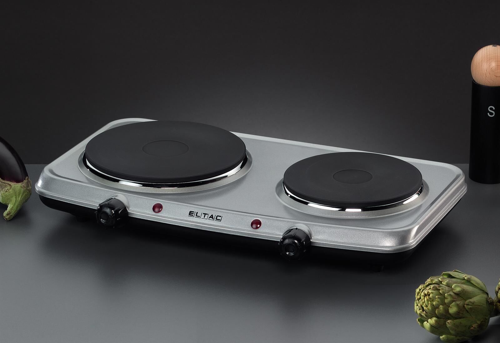 ELTAC Kochplatte DK 28 2 Kochplatten 2250 Watt silber-metallic