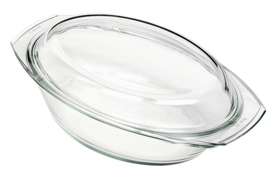 BOHEMIA CRISTAL Schüssel oval mit flachem Deckel 2,4 Liter 32x20cm