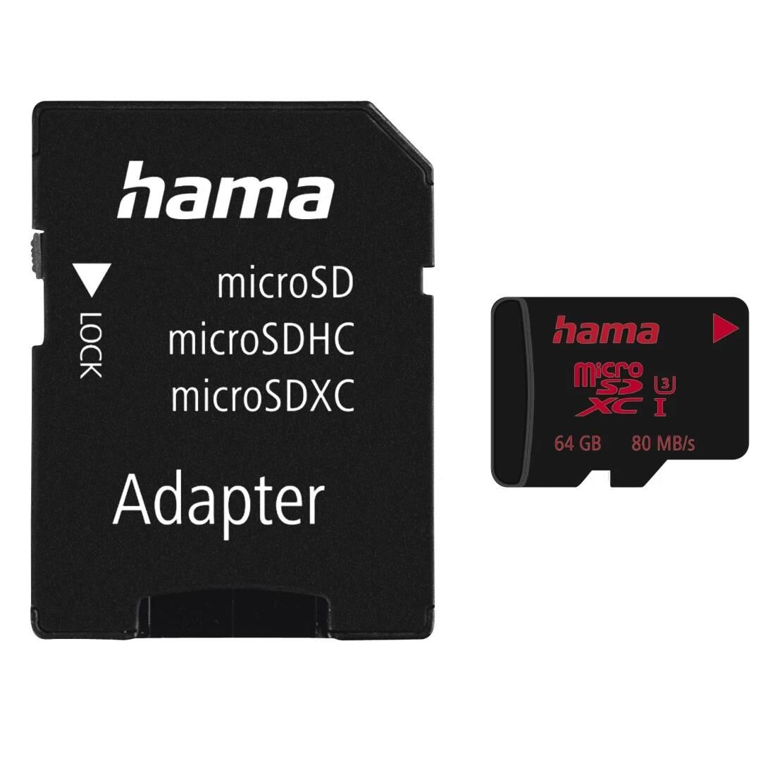 Hama microSDXC 64GB UHS Speed C3 UHS-I 80MB / s + Adapter / Foto