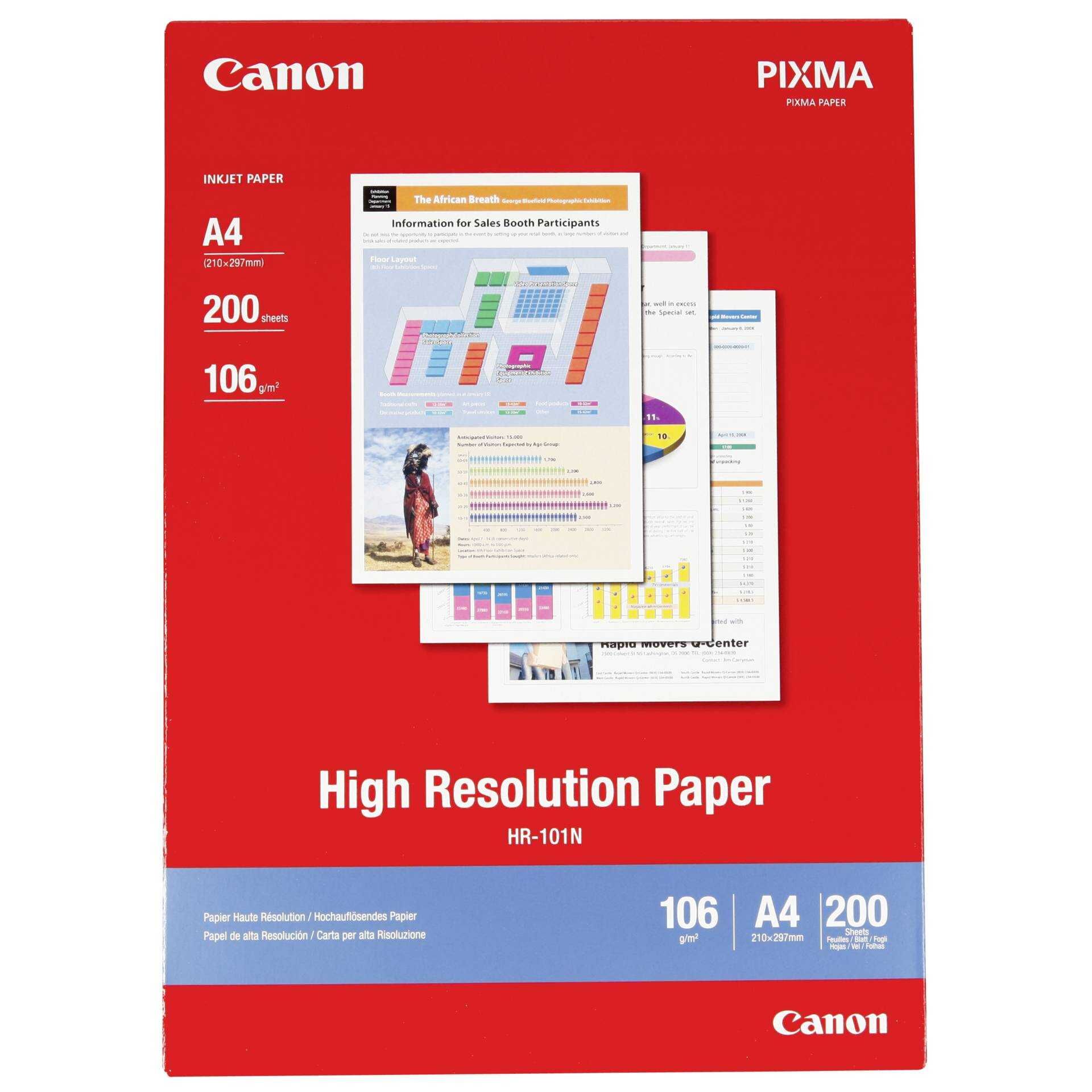 Canon HR-101 - Beschichtet - A4 (210 x 297 mm) 200 Blatt Papier - für PIXMA IP4000, iP6210, iP6310, iP8500, MG2555, MG8250, MP110, MP130, MP750, MP780; S400
