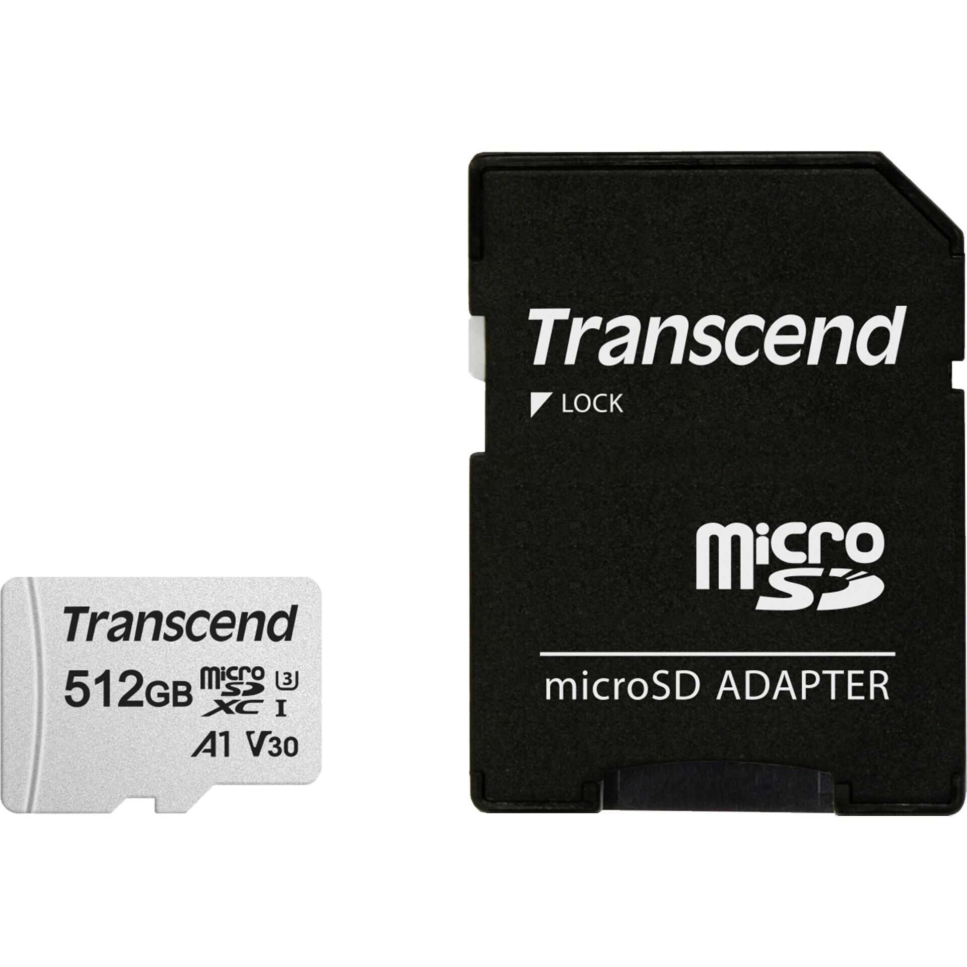 Transcend 300S - Flash-Speicherkarte (Adapter inbegriffen) - 512 GB - A1 / Video Class V30 / UHS-I U3 / Class10 - microSDXC