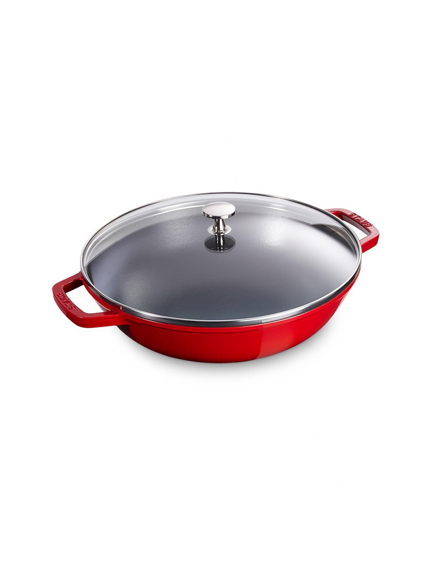 Staub Wok rund Kirschrot 30 cm Gusseisen Rot