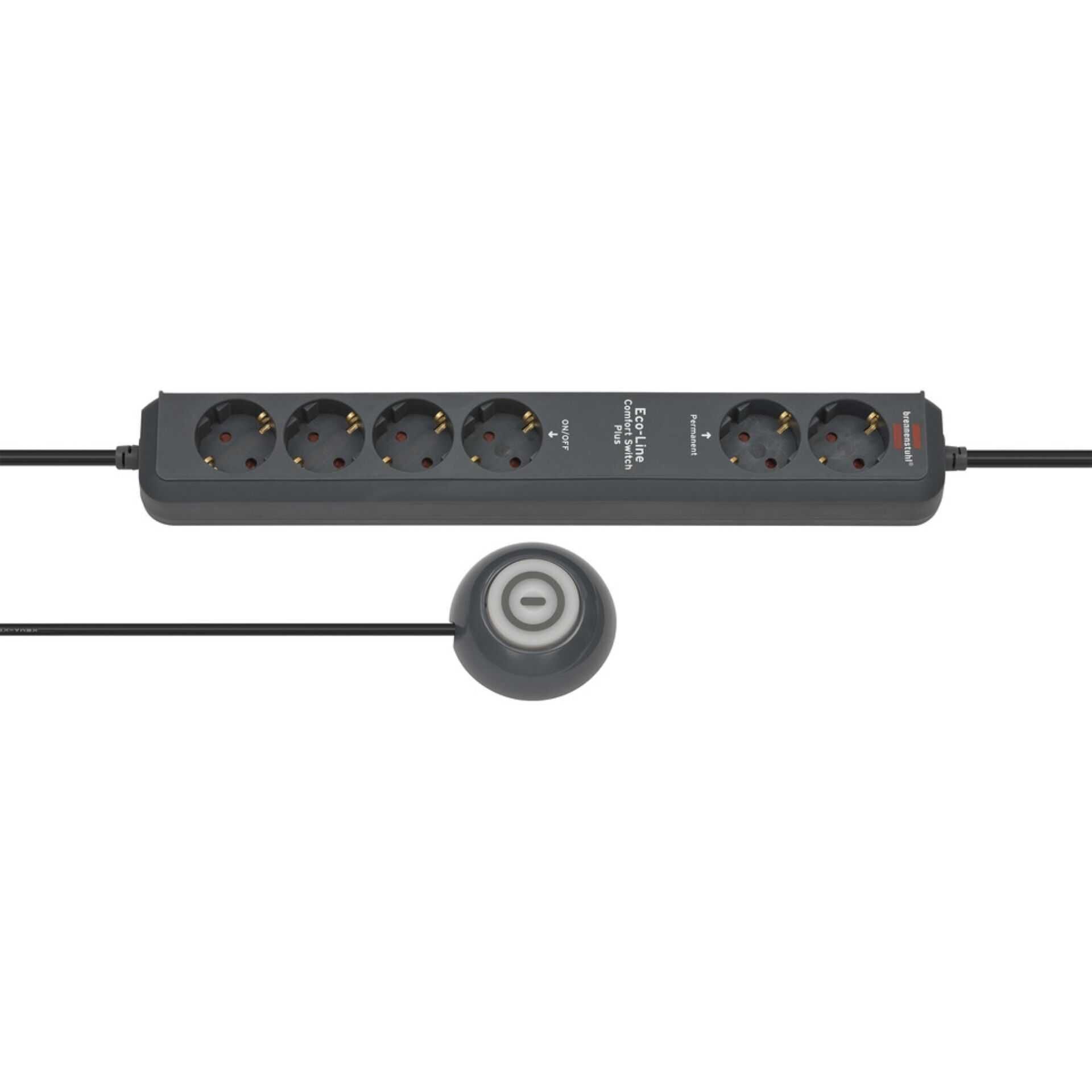 brennenstuhl Eco-Line Extension Socket Comfort Switch Plus EL CSP 24 6-way 1,5m H05VV-F 3G1,5 2 permanent, 4 switchable - Steckdosenleiste - Ausgangsanschlüsse: 6 - 1.5 m - Anthrazit