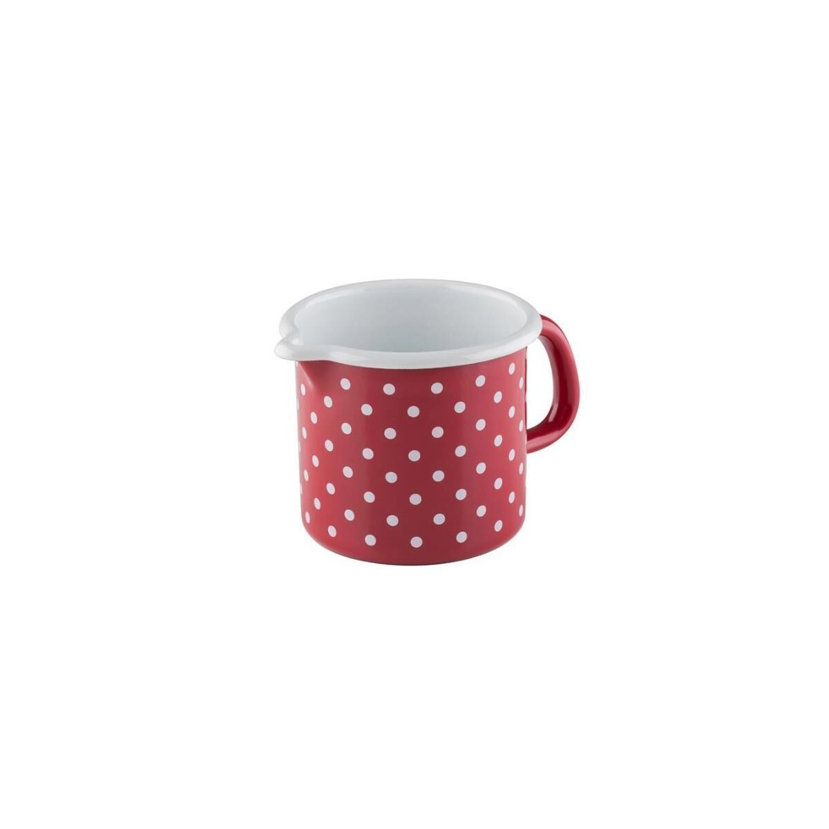 Riess Schnabeltopf  Ø12cm 1 Liter Country Pünktchen Rot Emaille