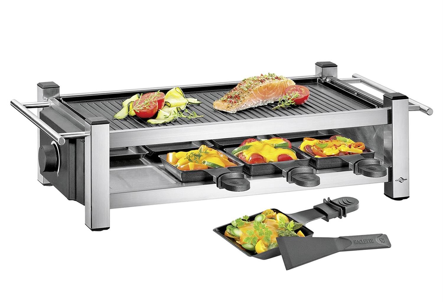 KÜCHENPROFI Raclette Taste8 Grillplatte wendbar 8 Pfännchen