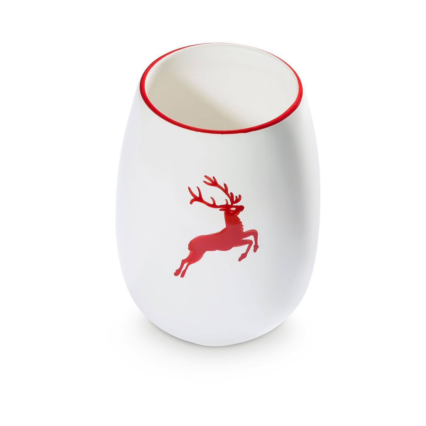 Gmundner Keramik Rubinroter Hirsch, Vase (H: 15cm)