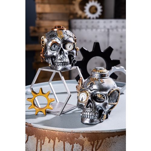 Gilde Poly Skulptur Steampunk Skull