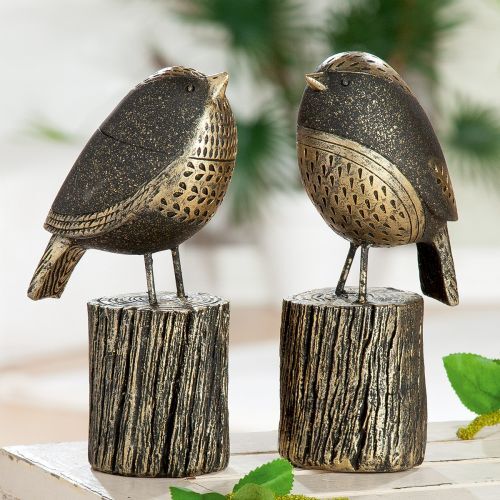 Gilde Figur, Vogel, Kunstharz, schwarz, goldfarben, VE 4, 2fach sortiert, L. 10 cm, B. 7 cm, H. 18 cm