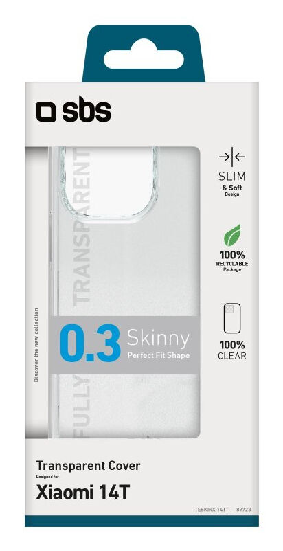 SBS Skinny, Cover, Xiaomi, 14T, 16,9 cm (6.67"), Transparent