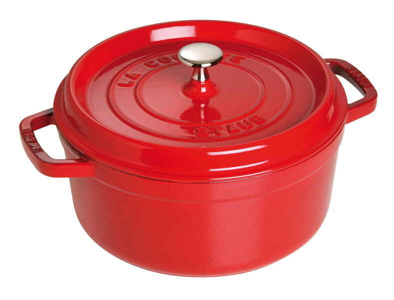 Staub Cocotte rund Kirschrot 24cm Gusseisen Bräter