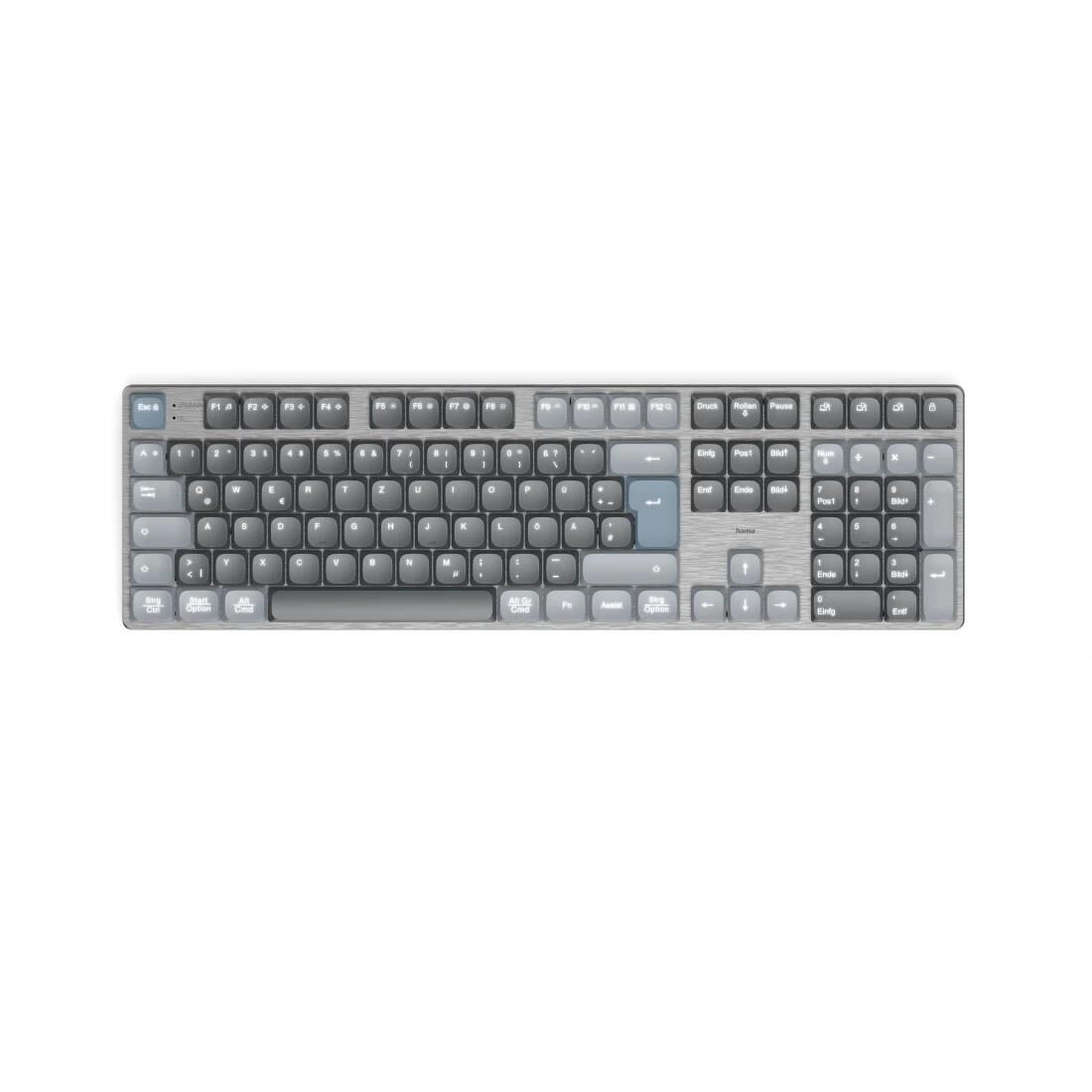 Hama Multi-Device-Tastatur "WK-800", kabellos, mechanisch, LED, Schw., QWERTZ DE