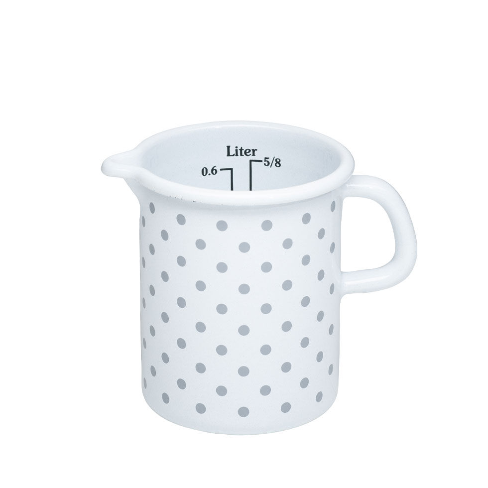 Riess Country Pünktchen Grau Küchenmaß Ø9cm 0,5 Liter Emaille Induktion