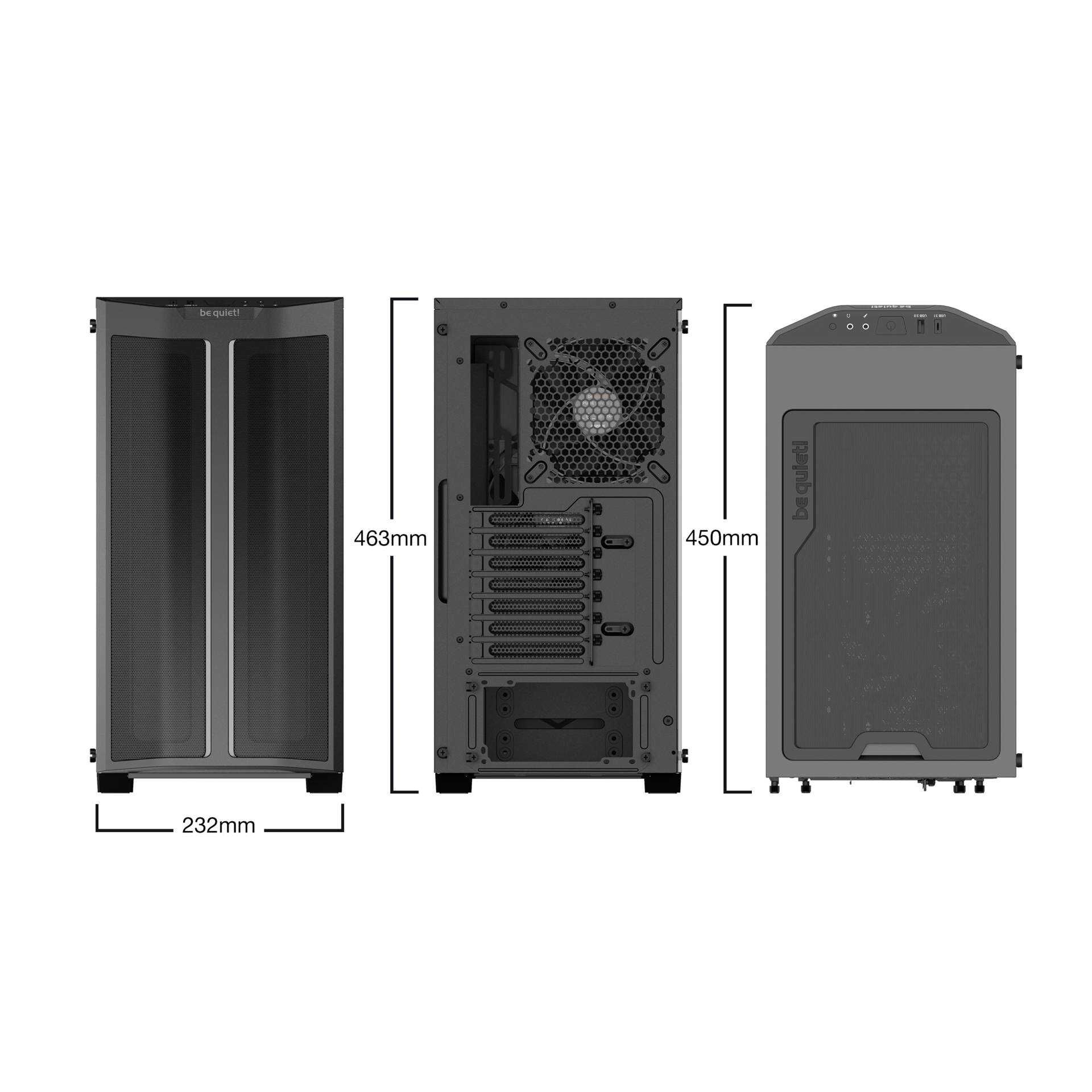 be quiet! Pure Base 500DX - Tower - ATX - Seitenteil mit Fenster (gehärtetes Glas) - keine Spannungsversorgung (ATX / PS/2) - Schwarz