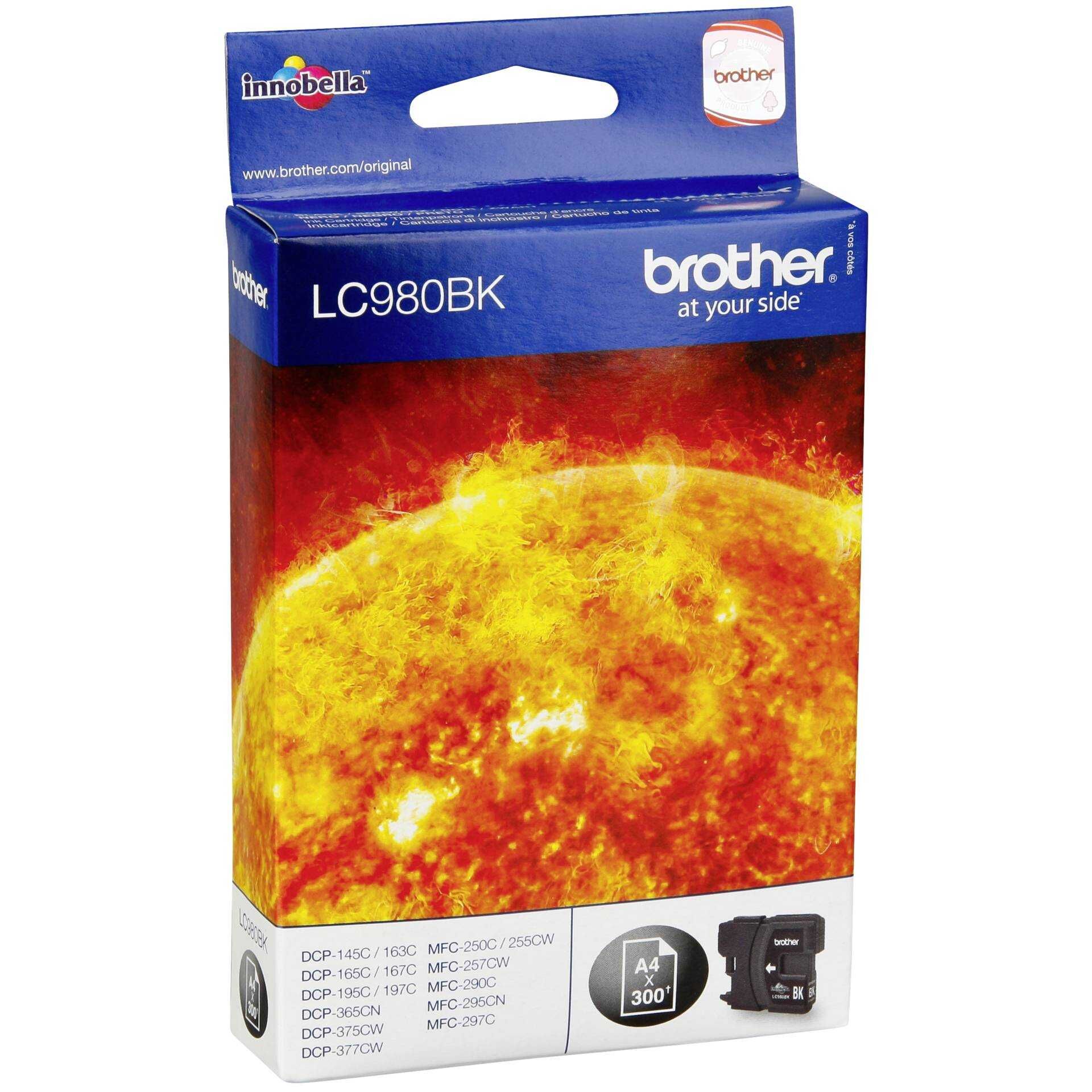 Brother LC-980BK - Schwarz - Original - Tintenpatrone - für Brother DCP-145, 163, 167, 193, 195, 197, 365, 373, 375, 377, MFC-250, 255, 290, 295, 297