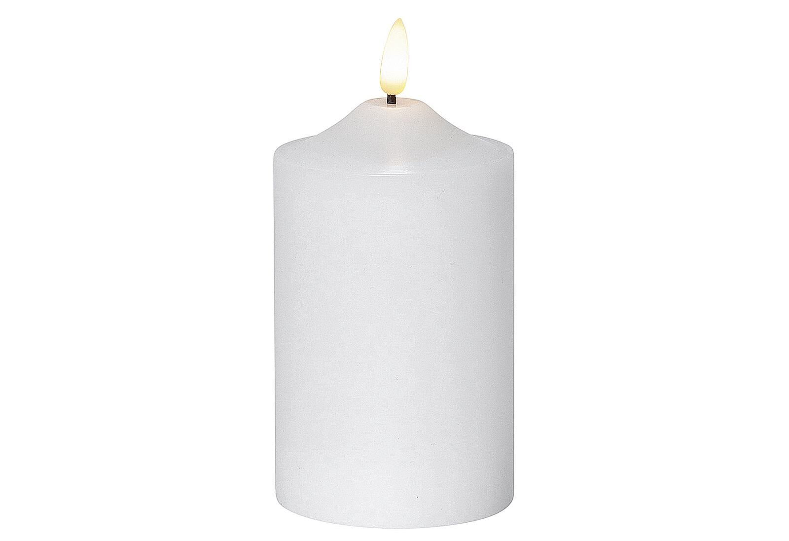 BEST SEASON Kerze Flamme LED mit Timer 15x7,5cm weiß