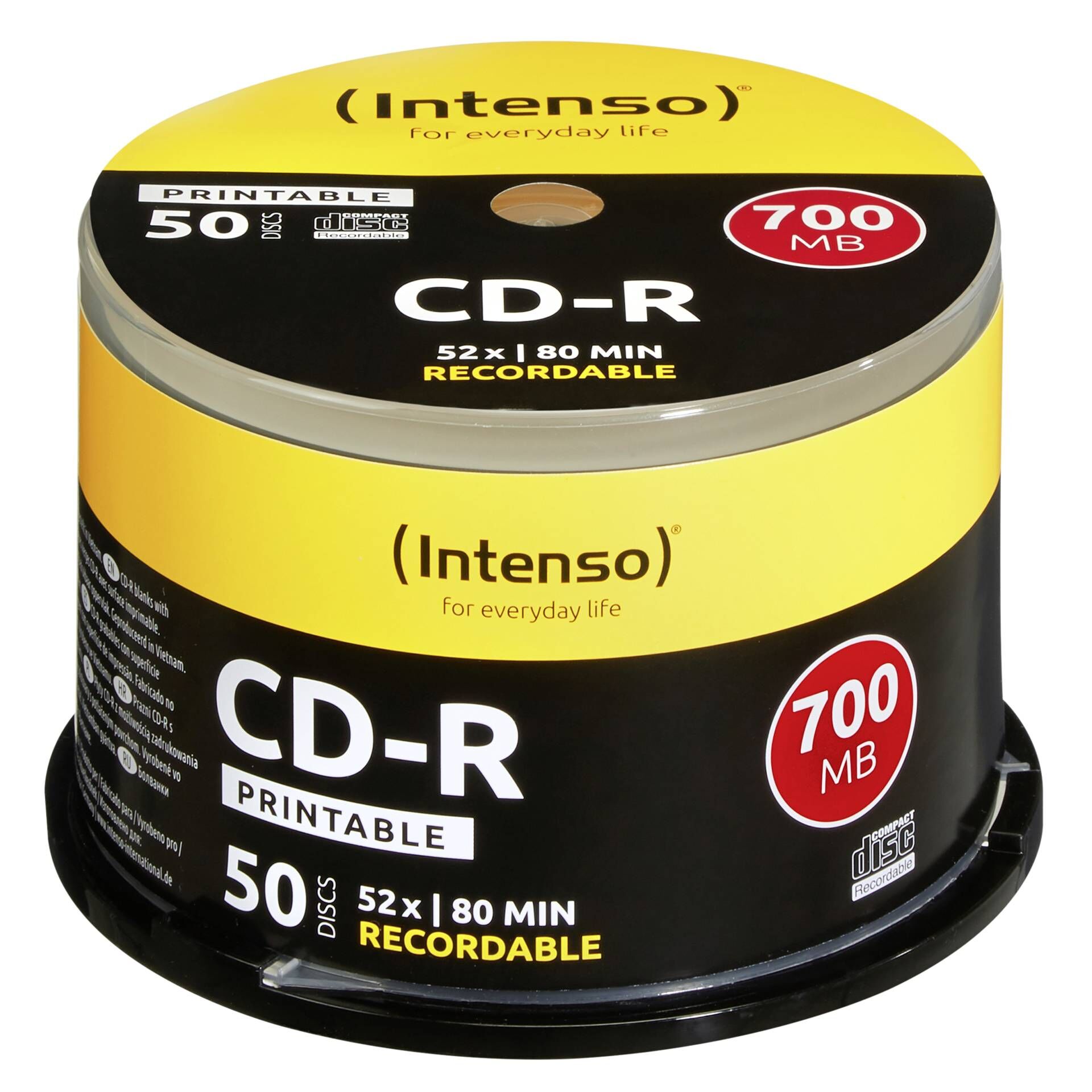 Intenso - 50 x CD-R - 700 MB (80 Min) 52x - mit Tintenstrahldrucker bedruckbare Oberfläche - Spindel