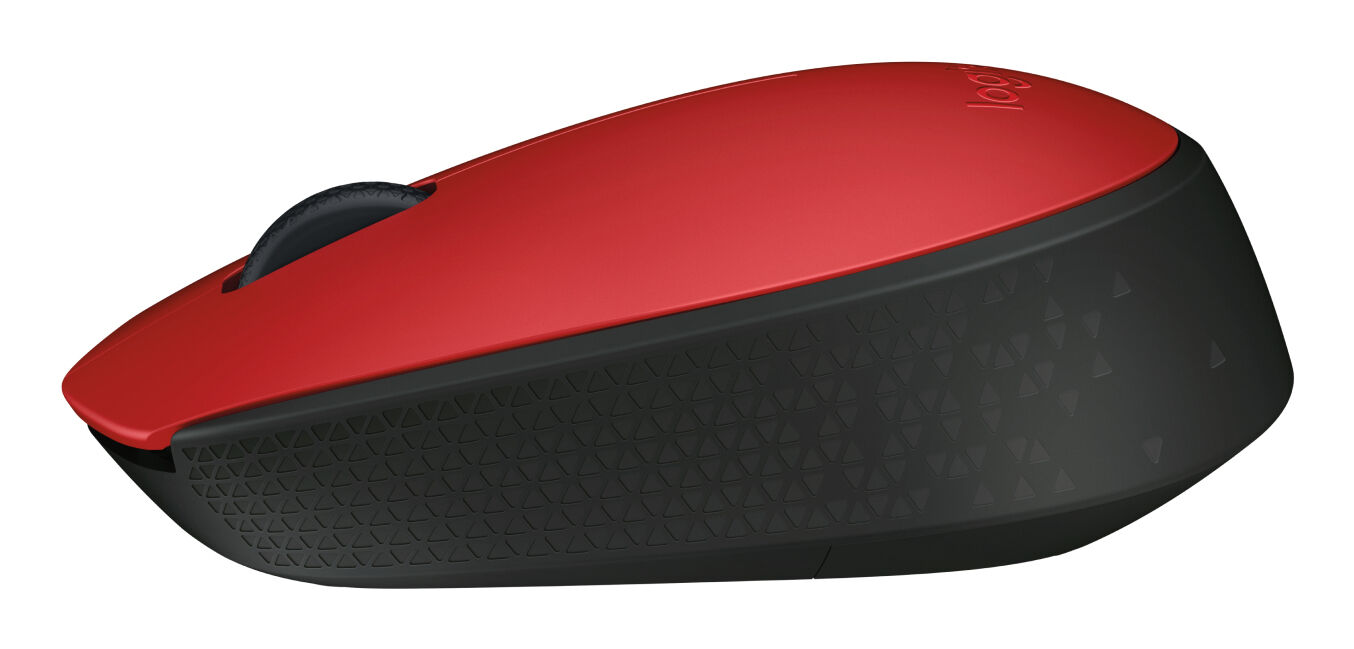 Logitech M171 - Maus - kabellos - 2.4 GHz - kabelloser Empfänger (USB) - Schwarz, Rot