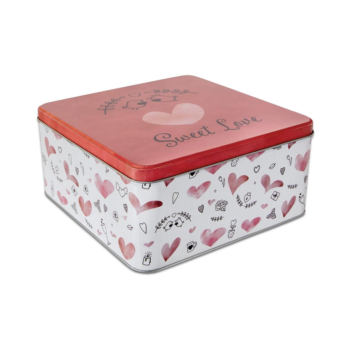 Städter Gebäckdose Sweet Love Quadratisch Weißblech Bunt ca 16,5 cm x 16,5 cm x 8 cm