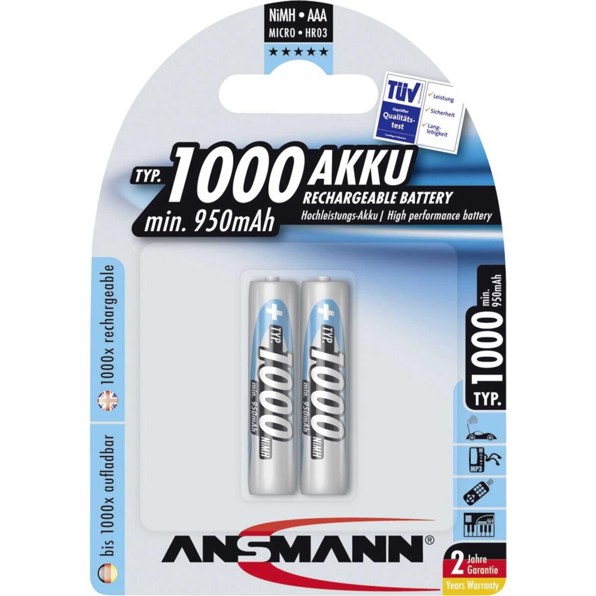 ANSMANN Energy Micro - Batterie 2 x AAA-Typ - NiMH - (wiederaufladbar) - 1000 mAh