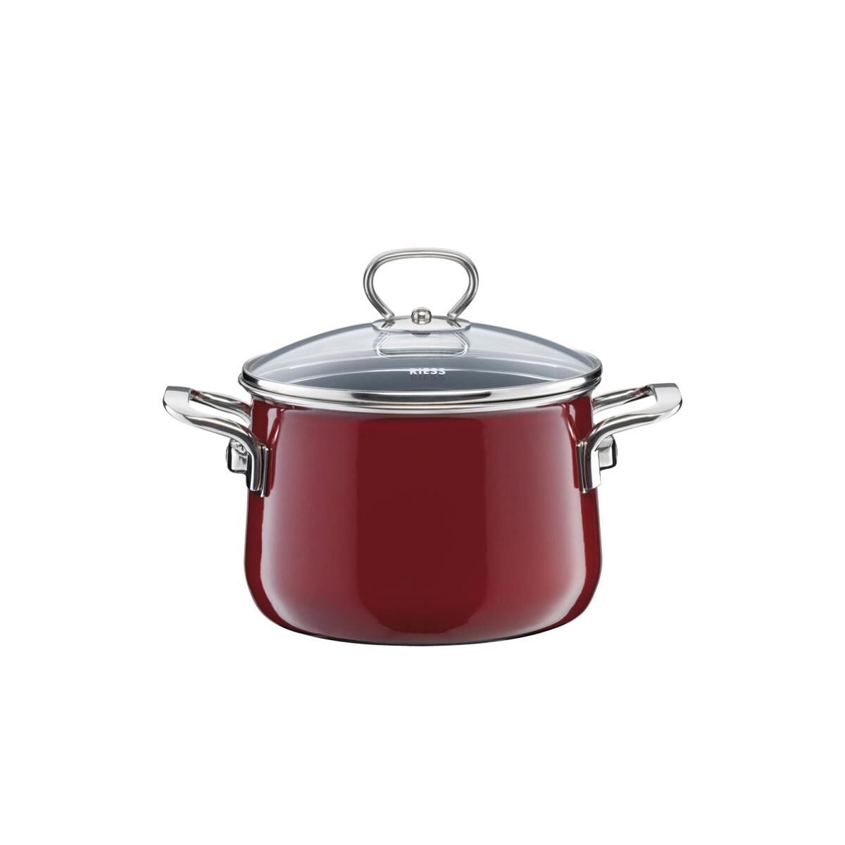 Riess Fleischtopf mit Glasdeckel Ø20cm 4 Liter Nouvelle Rosso extra stark Emaille