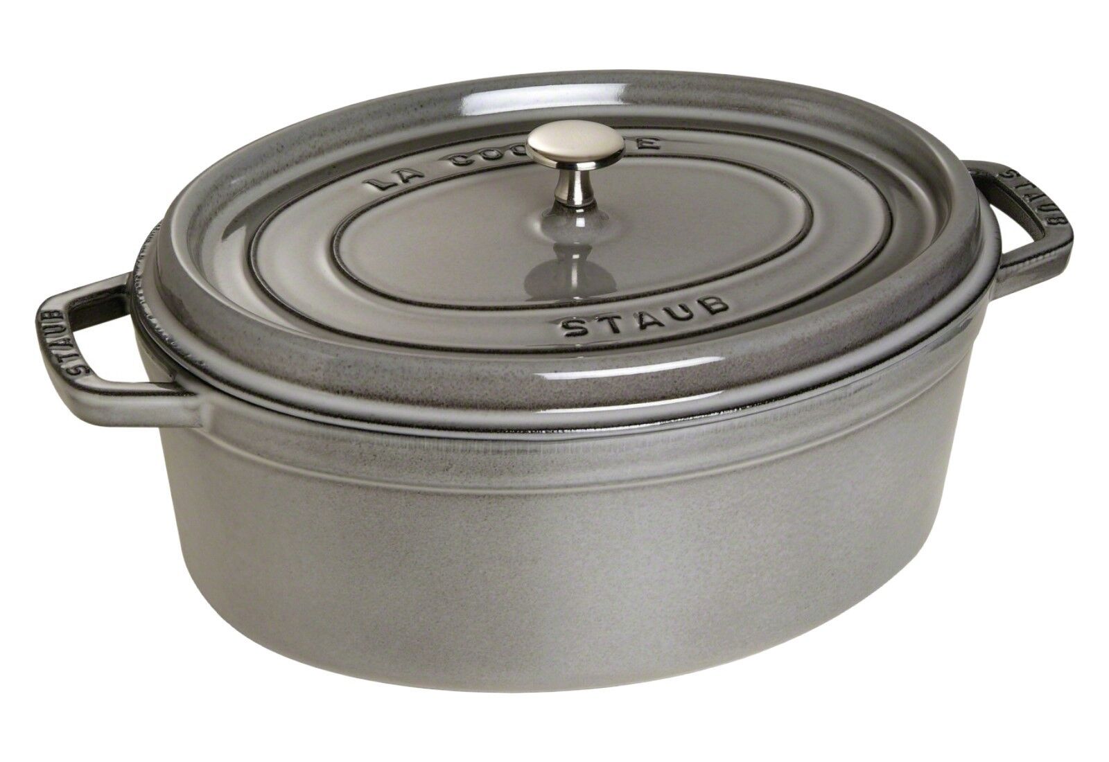 Staub Cocotte Bräter Gusseisen oval 37cm grau