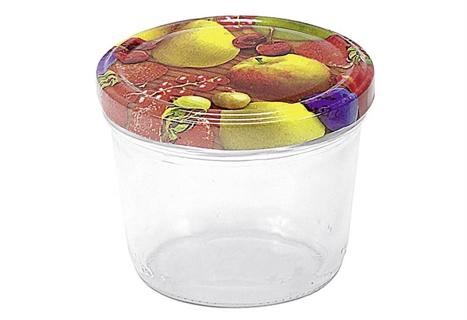 EMSY Schraubdeckelglas mit 82mm TO-Deckel Obstdekor 230 ml 6er Pack