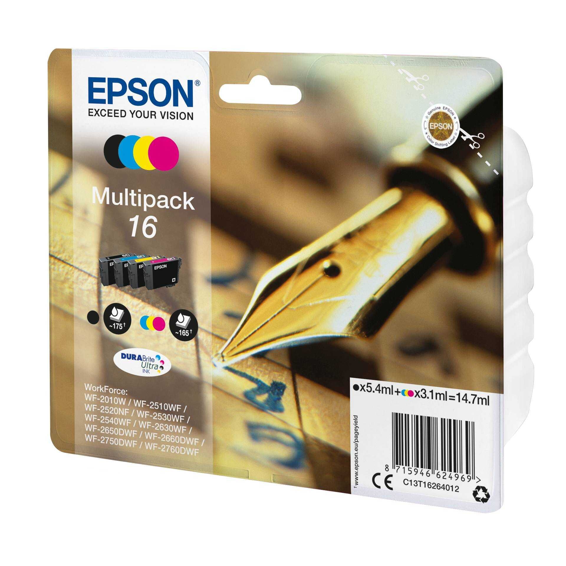 Epson DURABrite Ultra Multipack T 162 BK/C/M/Y            T 1626