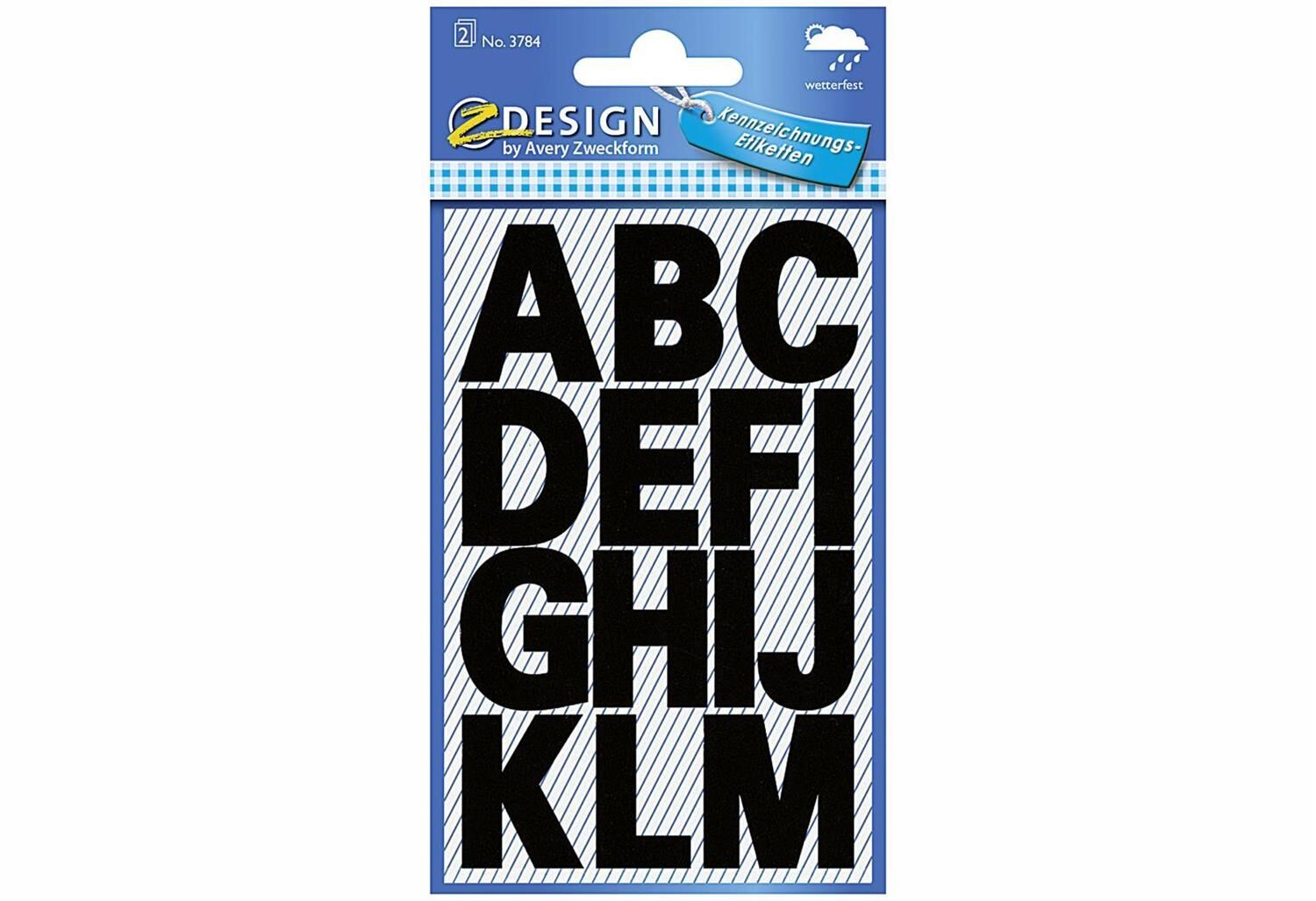 AVERY ZWECKFORM Etiketten 3784 Buchstaben wetterfest schwarz 2 Bogen