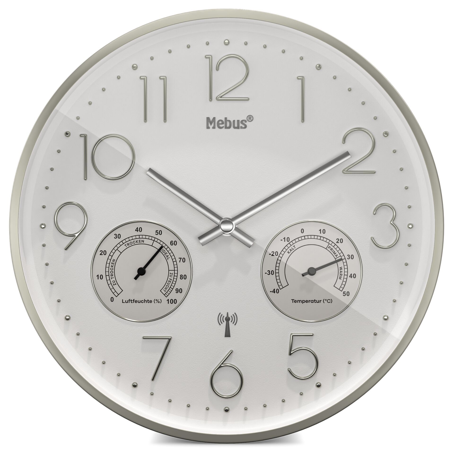 Mebus 12989 Funkwanduhr mit Thermo-Hygrometer