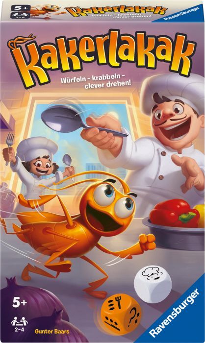 Ravensburger  22446 - Kakerlakak, Mitbringspiel für 2-4 Personen, Kinderspiel ab 5 Jahren, kompaktes Format, Reisespiel 22446