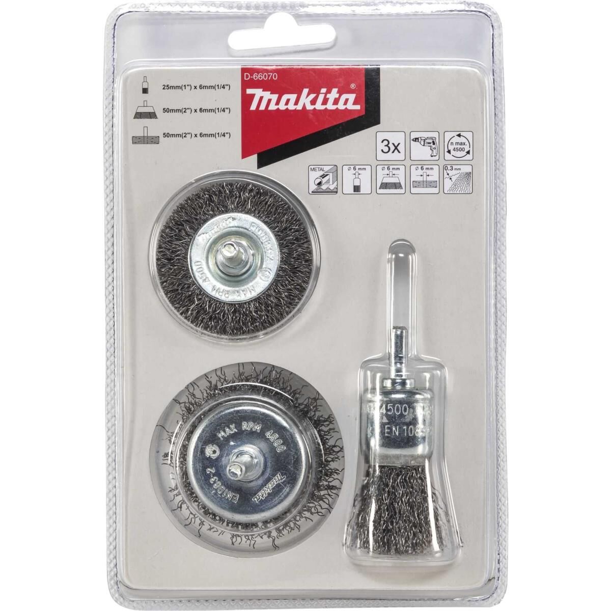 Makita D-66070 Rundbürsten-Set 3tlg. Stahl