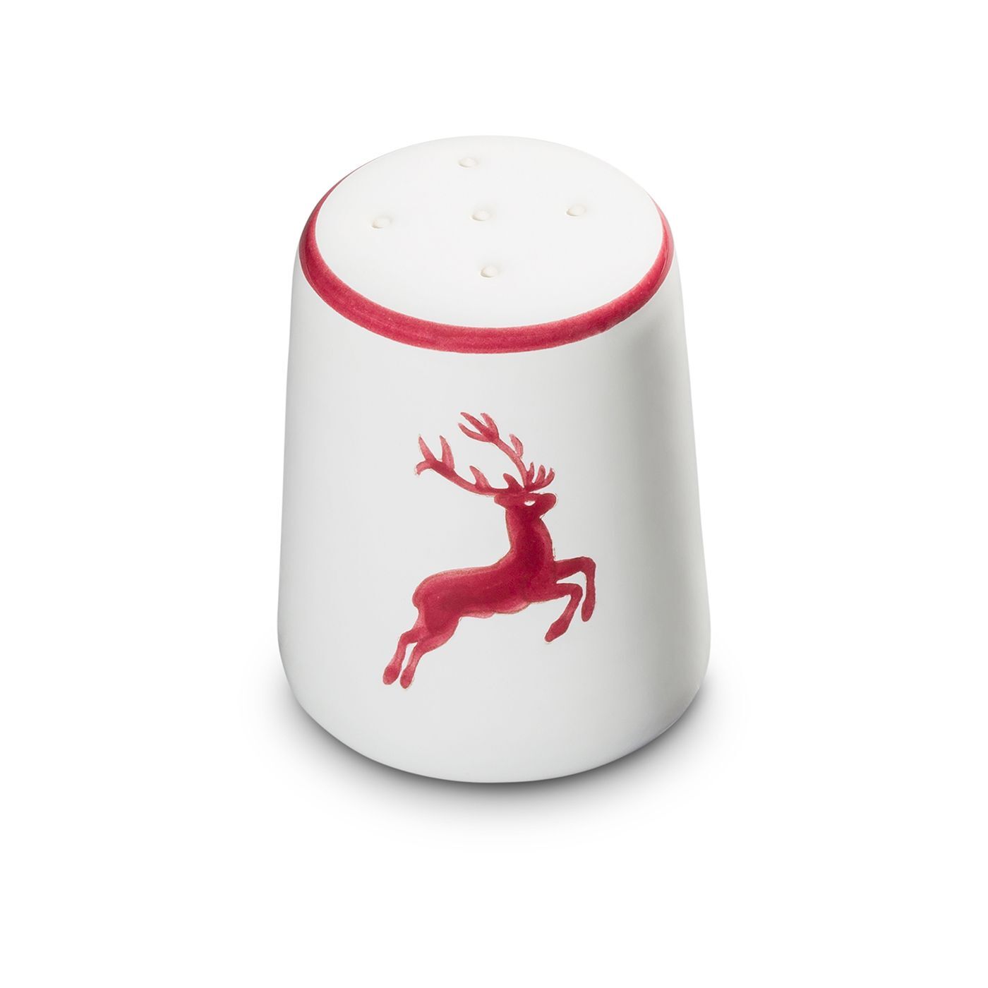 Gmundner Keramik Bordeauxroter. Hirsch,, Salzstreuer gerade
