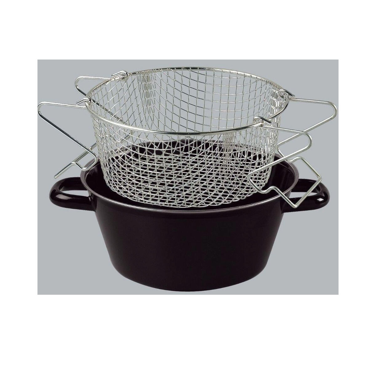 Riess Pommes-Frites Pfanne mit Einsatz Ø20cm Schwarz Emaille