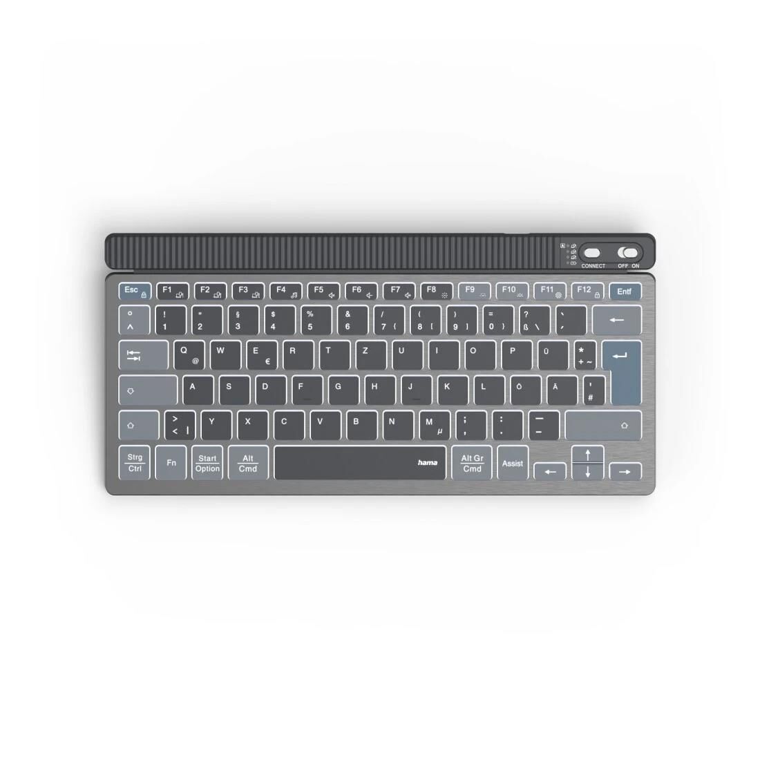 Hama Multi-Device-Tastatur "WK-700", kabellos, beleuchtet, klein, SW, QWERTZ DE