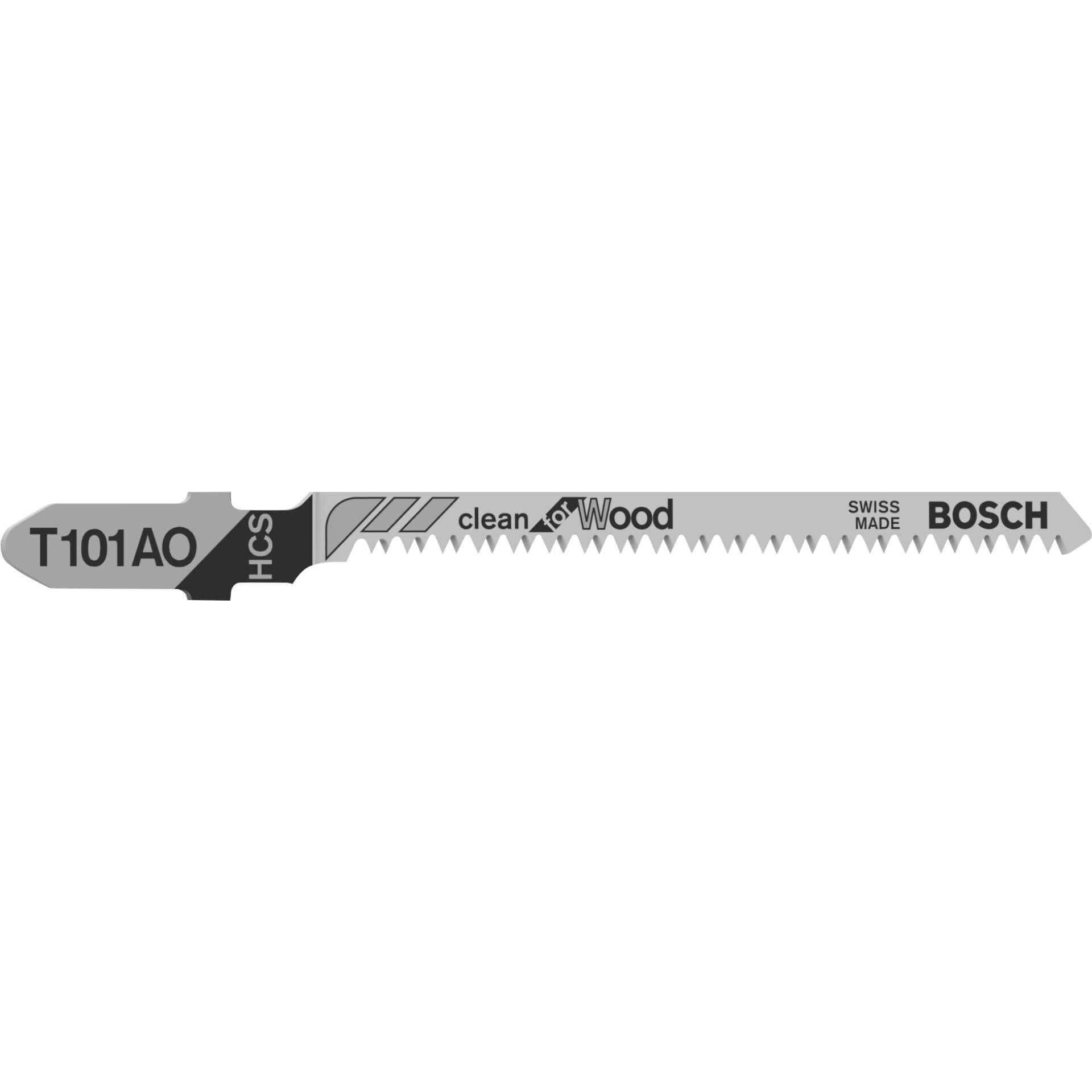 Bosch clean for Wood T 101 AO - Stichsägenblatt - für Sperrholz, Weichholz, Schichtstoffplatten, nicht-scheuerndes Holzmaterial - 3 Stücke - T-Schaft - Länge: 83 mm