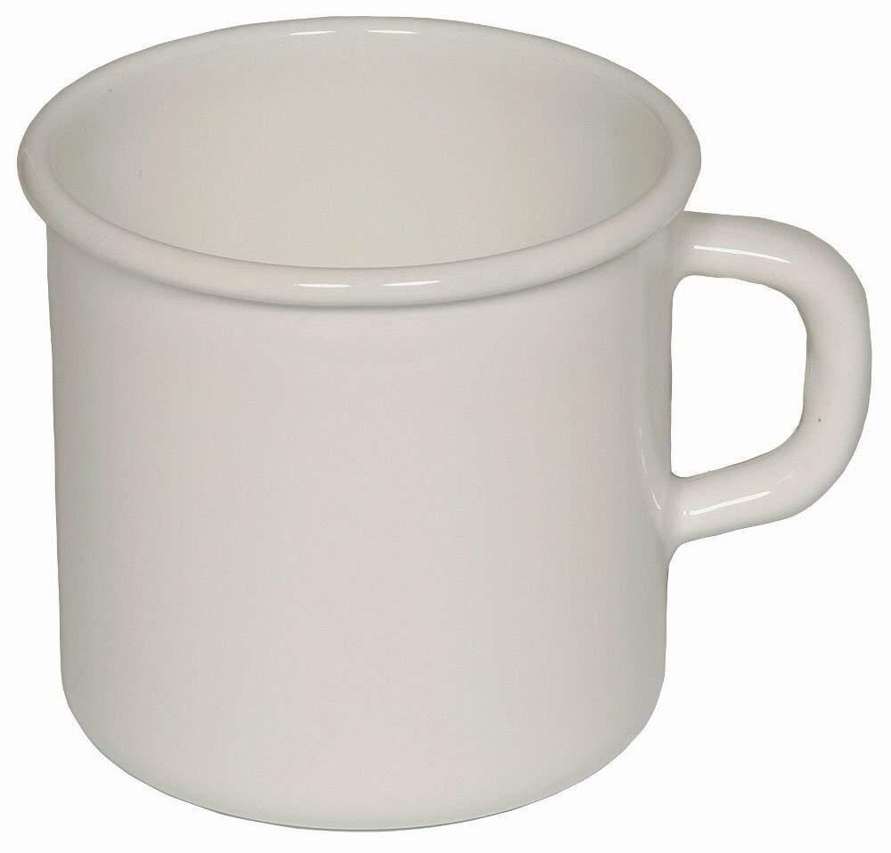 Riess Topf (Becher) mit Bördel Ø9cm 1/2 Liter Emaille Classic weiss Induktion