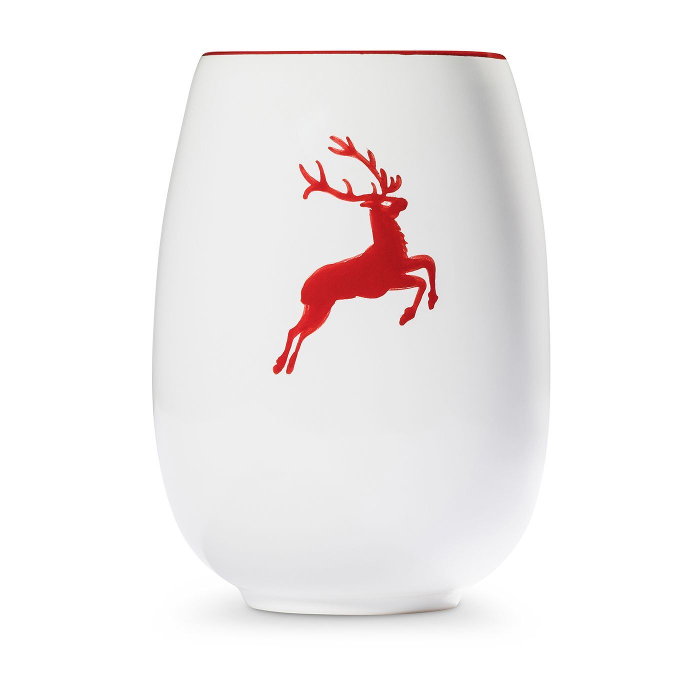 Gmundner Keramik Rubinroter Hirsch, Vase (H: 15cm)