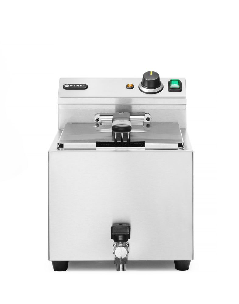 HENDI Fritteuse XL Profi Line mit Ablasshahn, 10 Liter, Profi Line, 10L, 400V/6600W, 300x680x(H)420mm