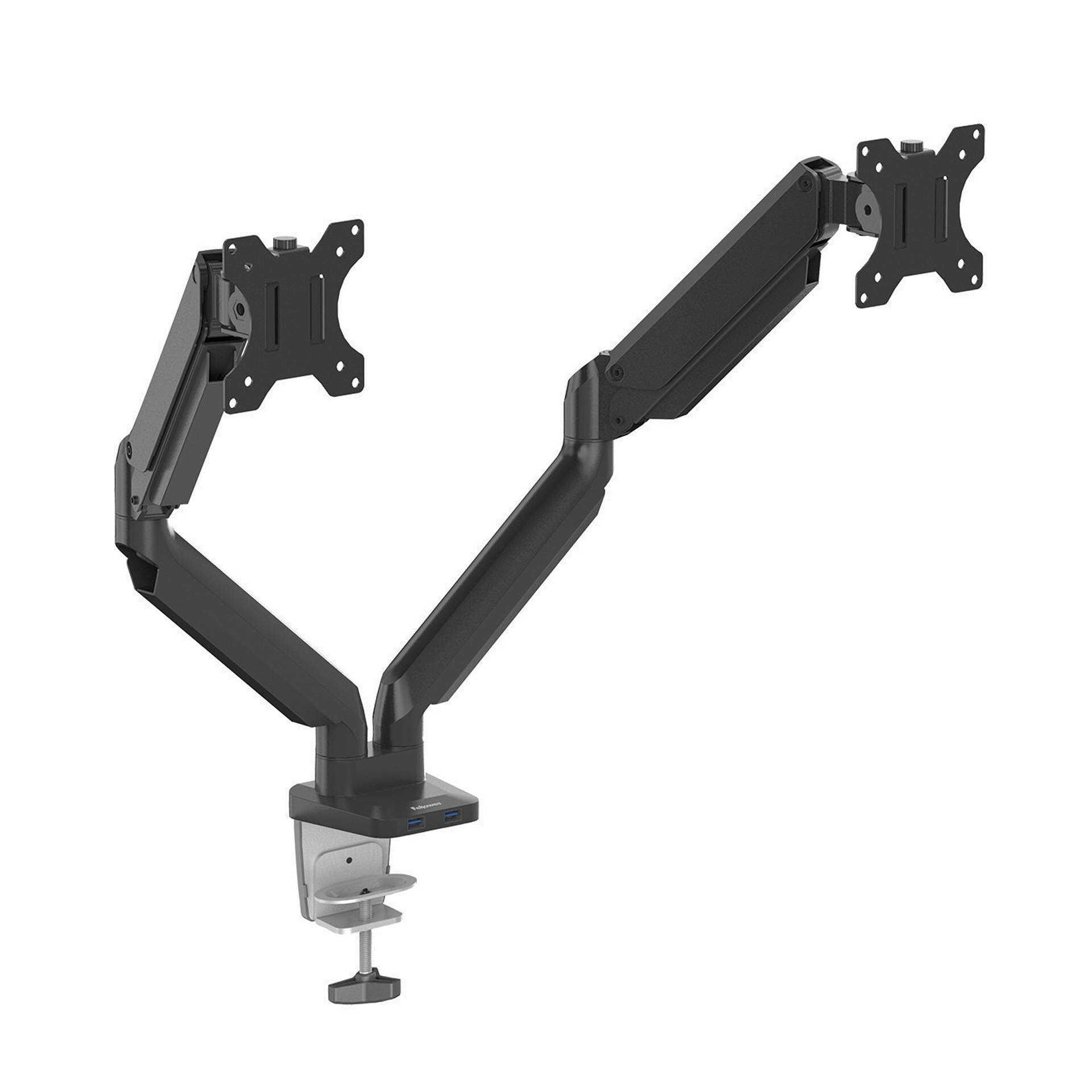 Fellowes Platinum Series Dual Monitor Arm - Tischhalterung für 2 Monitore (einstellbarer Arm) - Aluminium - Schwarz - Bildschirmgröße: bis zu 68,6 cm (bis zu 27 Zoll)