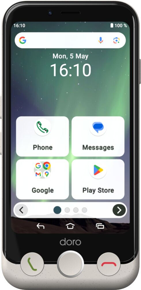 Doro Aurora A10, 11,4 cm (4.5"), 4 GB, 64 GB, 13 MP, Android 14, Schwarz, Weiß