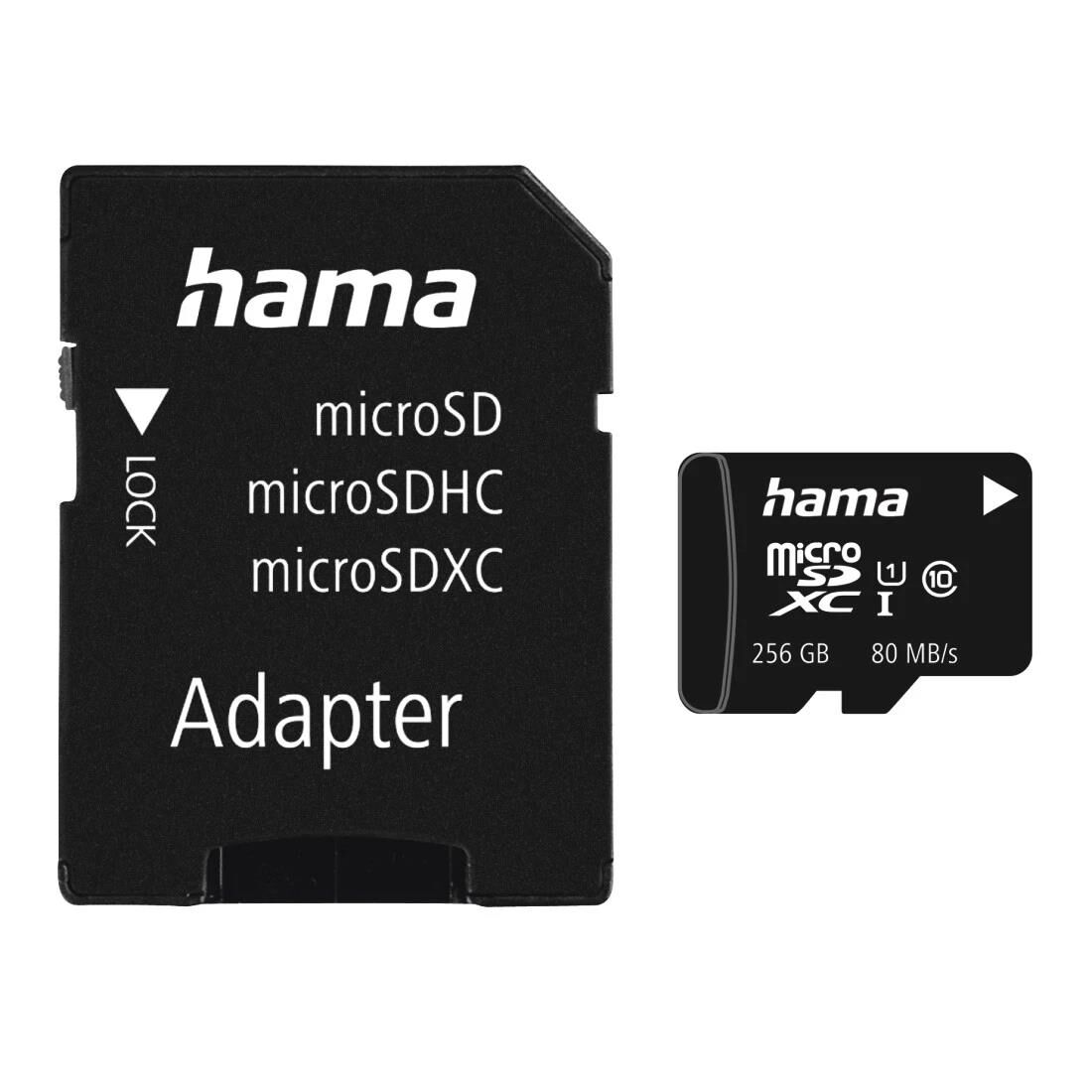 Hama microSDXC 256GB Class 10 UHS-I 80MB / s + Adapter / Foto