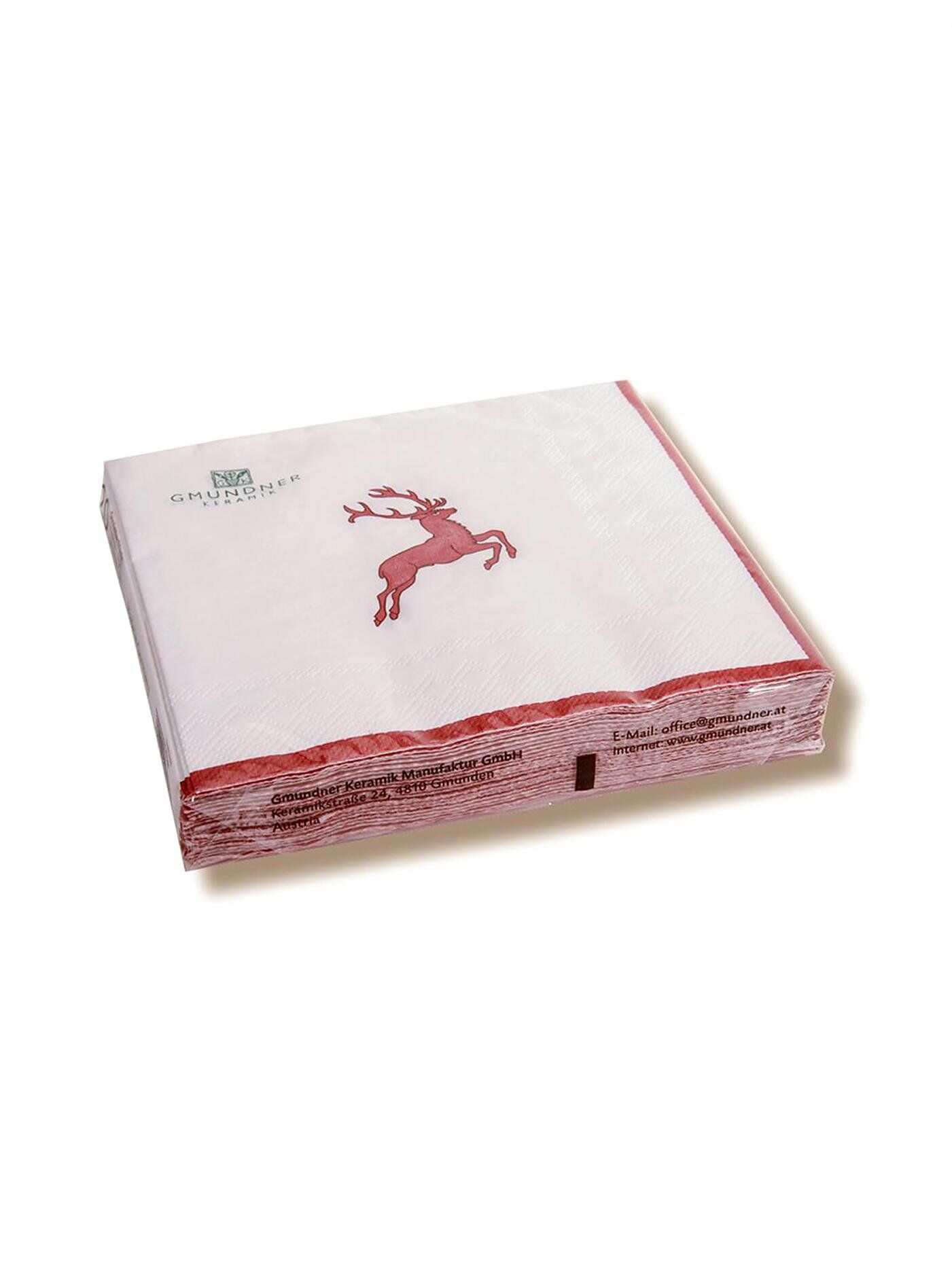 Gmundner Keramik, Lunchservietten rubinrot 3-lagig 20Stk., Hirsch, 330x330mm, 0318HWPS33