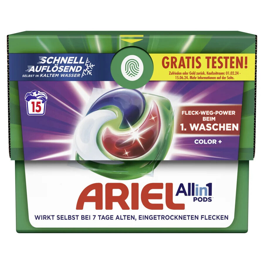 Ariel All-in-1 PODS Color+ Flüssigwaschmittel-Kapseln 15 Waschladungen